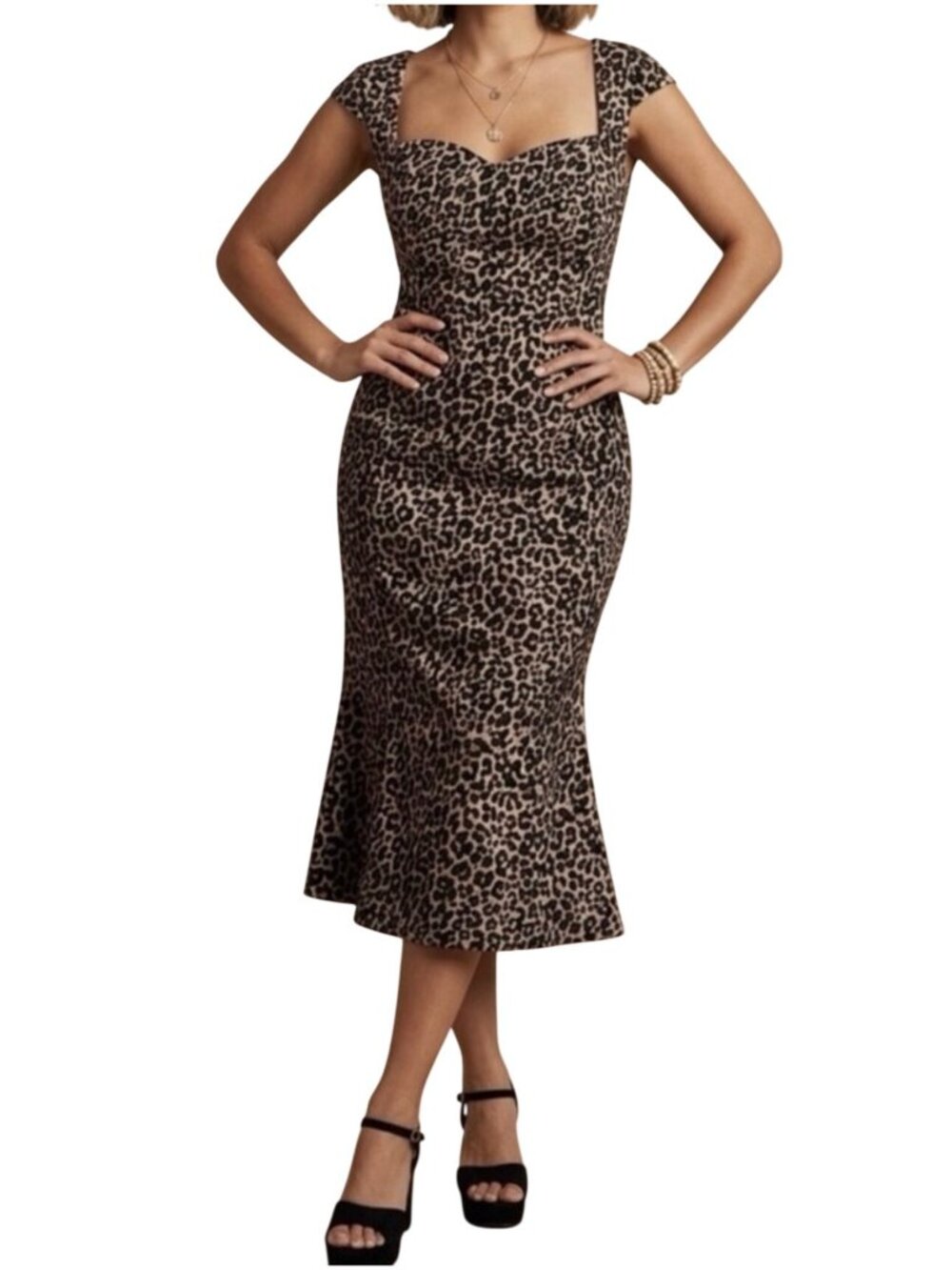 Maeve Anthropologie The Cecily Leopard Print Midi Dress Size M